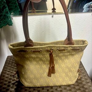 Vintage Dooney & Bourke Tan and Brown Purse with Tassels